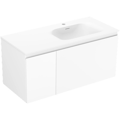 Orio шкаф за баня 100 см с мивка Vela дясна, 1S, 1D, бял мат - 91A13-10047-3-BBFF01-W23P01 (91A13-10047-3-BBFF01-W23P01)