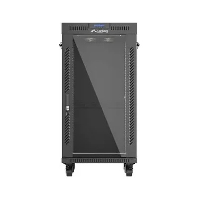 Lanberg Комуникационен шкаф, Lanberg Rack Cabinet 19" Free-Standing 22U/600X600 (FlAT Pack) With Glass Door LCD Black V2 (FF01-6622-12BL)