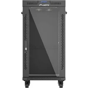 Lanberg Комуникационен шкаф, Lanberg Rack Cabinet 19" Free-Standing 22U/600X600 (FlAT Pack) With Glass Door LCD Black V2 (FF01-6622-12BL)