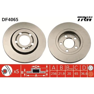 TRW Brzdový kotúč vetraný Ø256mm DF4065