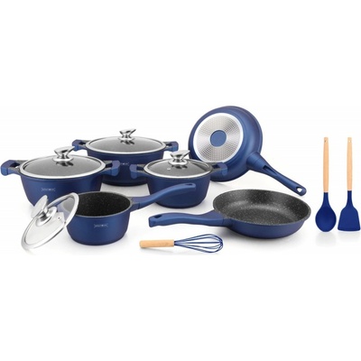 Royalty Line Комплект тенджери и тигани Royalty Line RL-BS1010M, Отливка, 10 части, Индукция, Мраморно покритие, Син (9RLBS1010B)