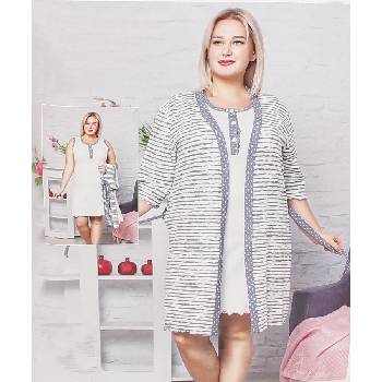 Макси комплект в бяло с райе и точки