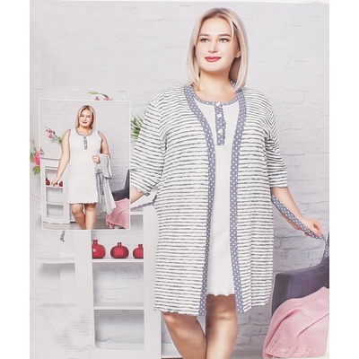 Макси комплект в бяло с райе и точки