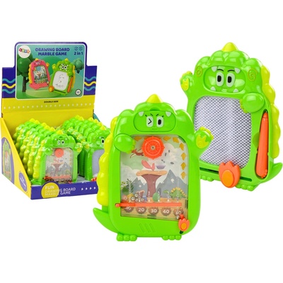 Lean Toys Kreslící tabulka Kapesní hra 2v1 Zelený dinosaurus