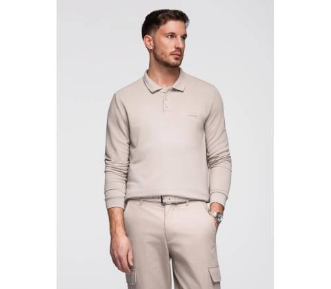 Ombre structured polo longsleeve with patch ash