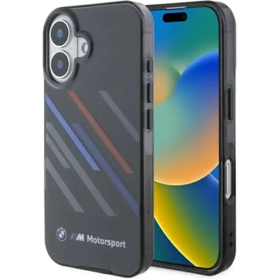 BMW Калъф BMW Motosport IML Random Stripes iPhone 16 Plus - черен (3666339325336)