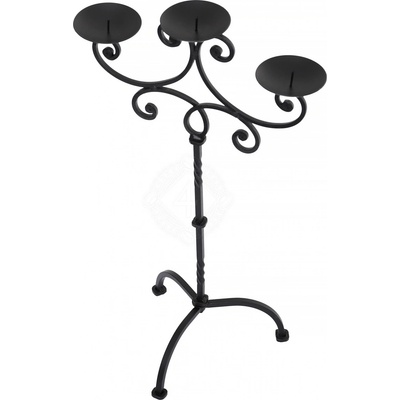 Výprodej Kovaný podlahový svícen Kandelábr, tříramenný, 65 cm - Outlet