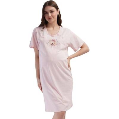 Нощница за кърмачки в бледорозово с мече