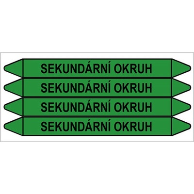 Značení potrubí, sekundární okruh,4 ks, 250 × 26 mm PZ 008646