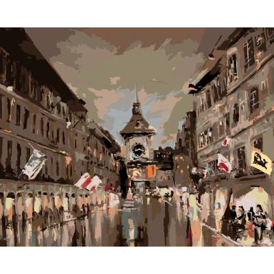 zuty Malování Podle Čísel Kramgassová Ulice V Podvečer 80 x 100 Cm Plátno