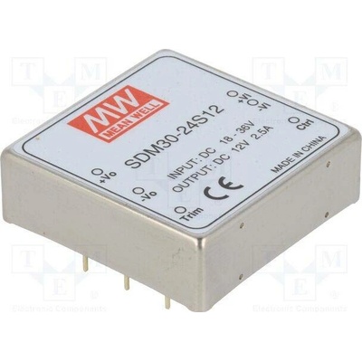 MEAN WELL SDM30-24S12 Měnič: DC/DC; 30W; Uvst: 18÷36VDC; Uvýst: 12VDC; Ivýst: 2,5A; THT