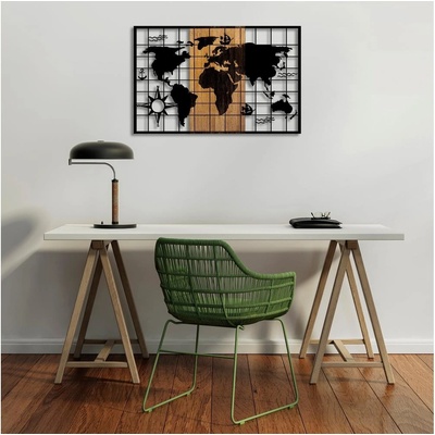 Asir | Nástěnná dekorace 90x58 cm mapa dřevo/kov | AS1716
