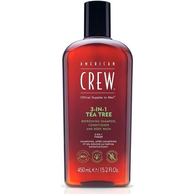 American Crew3 in 1 Tea Tree Refreshing Shampoo, Conditioner and Body Wash 450 ml