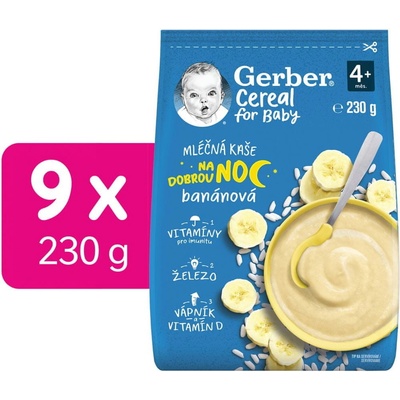 Gerber Cereal mléčná kaše banánová Dobrou noc 9 x 230 g