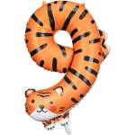 PartyDeco Фолиев балон - номер 9, тигров
