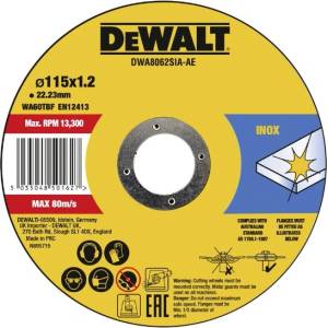 DEWALT диск за рязане 115 x 1.2 x 22.23 мм, неръждаема стомана DWA8062SIA (DWA8062SIA)