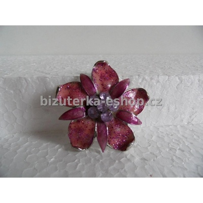 Bizuterka-eshop.cz brož květ s kamínky růžová BZ-04206
