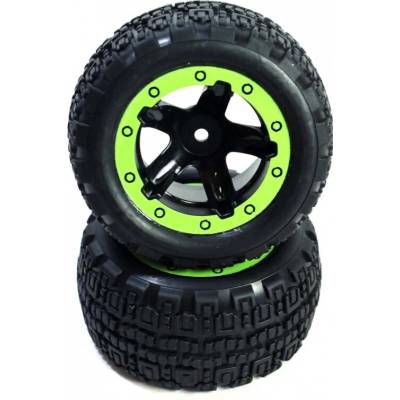 BlackZon 1:16 Slyder MT/ST: Nalepené gumy ST Zelené 2 ks