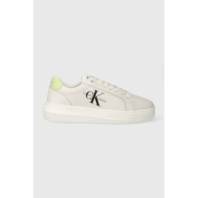 Кожени маратонки Calvin Klein Jeans YW0YW00823 CHUNKY CUPSOLE MONOLOGO W в бяло YW0YW00823 (YW0YW00823)