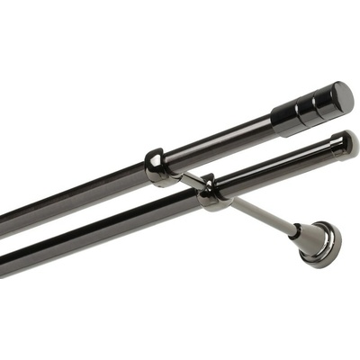 OK-GarnýžeCZ - Garnýže kovová dvouřadá 19mm Cylinder onyx 210 cm do stěny / na tunýlek - bez kroužků