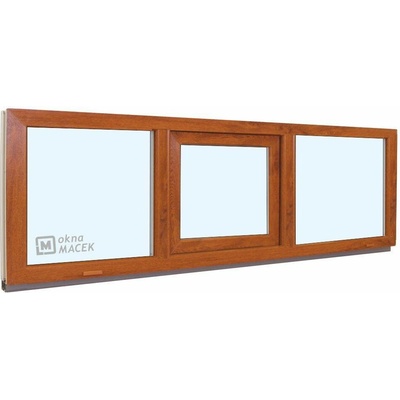 KÖMMERLING Plastové okno - 70 AD, 2100x500 mm, FIX/S/FIX, zlatý dub ornamentální (kůra čirá), zlatý dub/zlatý dub