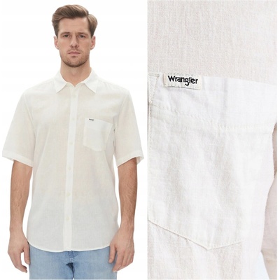 Wrangler pánska košeľa s krátkym rukávom l'an 112362728 biela
