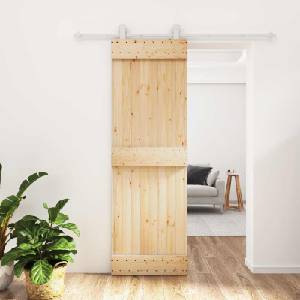 vidaXL Преплъзваща се врата Естествено и бяло 70 x 210 cm (3445008)
