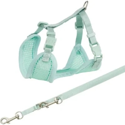 Junior Puppy Soft Harness with Leash - Регулируем нагръдник с повод за подрастващи кучета 26-34 см, повод - 2 метра, зелена мента