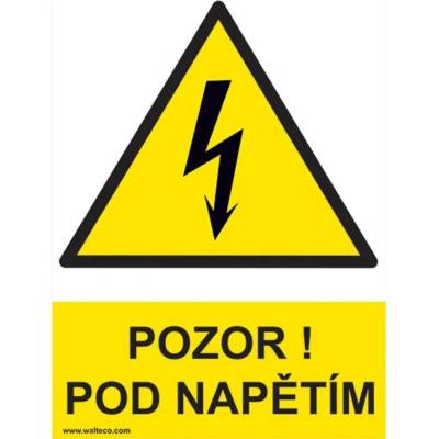 Walteco Pozor! Pod napětím 210x297mm, formát A4, plastová tabulka Množství: 1 ks , 20025