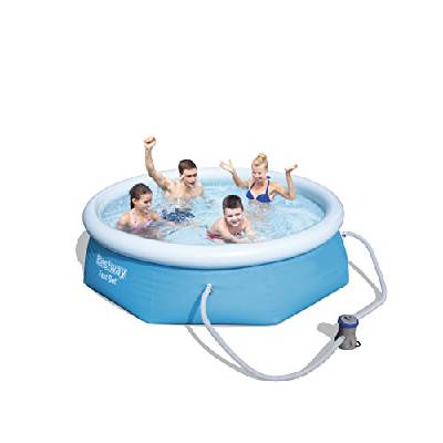 Bestway Fast Set 8' x 26 /2.44M x 66cm Pool Set Swimming Pool, 2300 Liters, Blue, 244x244x66 cm