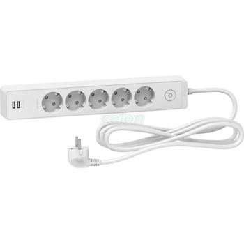 Image 1 of Schneider Electric 5 Plug + 2 USB 3 m Switch (ST945U3W)