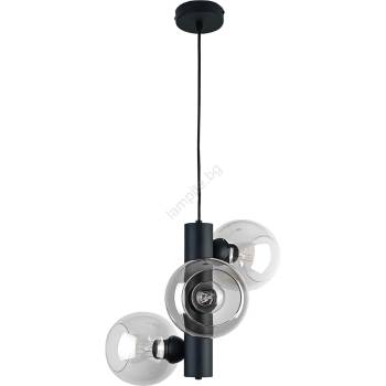 Keter Lighting Пендел TUBE 3xE27/60W/230V черен/прозрачен (KE0139)