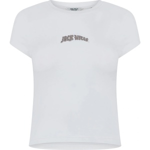 Jack Wills Къса блуза Jack Wills Women's JW Graphic Cap Sleeve Crop Top - Vintage White