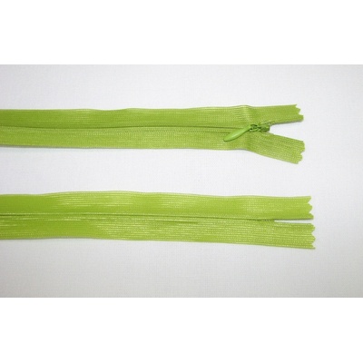 Zips krytý 3mm zelená nedeliteľný 50cm dederon