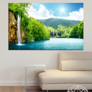 Vivid Home Картини пана Vivid Home от 1 част, Водопад, Канава, 100x65 см, №0224