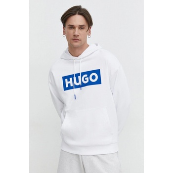 Hugo Blue bílá s kapucí s potiskem 50522370