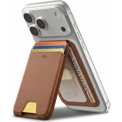 Magnetická peněženka ESR Classic RFID s podstavcem pro MagSafe pro telefon hnědá