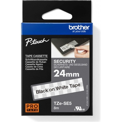 páska BROTHER TZeSE5 čierne písmo, biela páska bezpečnostná SECURITY Tape (24mm) (TZESE5)