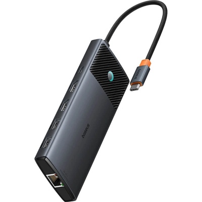 Baseus USB-C Metal Gleam Series II 10-in-1 Hub (B00061800123-00) - мултифункционален хъб за свързване на допълнителна периферия за устройства с USB-C (черен)