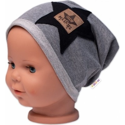 Baby Nellys detská čiapka bavlna Baby Star sivá