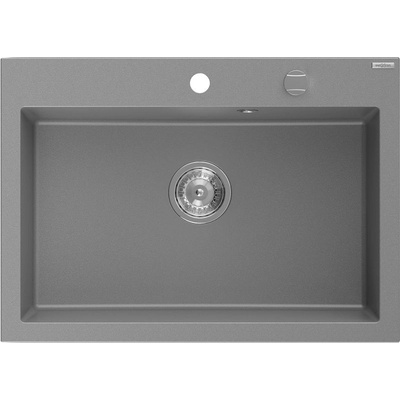 Elix гранитна мивка с една камера 700 x 500 мм, сива, хромиран сифон - 6526701005-71 (6526701005-71)