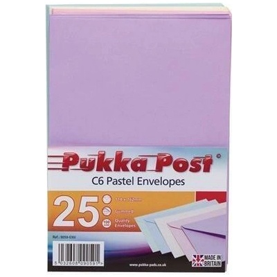 Obálky "Pastel", mix pastelových barev, C6, pogumovaný povrch, PUKKA PAD 9059-ENV