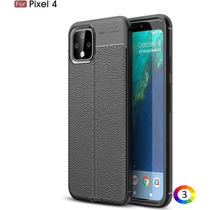 Google Pixel 4 Удароустойчив Litchi Skin Калъф и Протектор