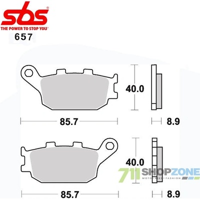 SBS brzdové platničky 657LS zadne HON KAW SUZ YAM