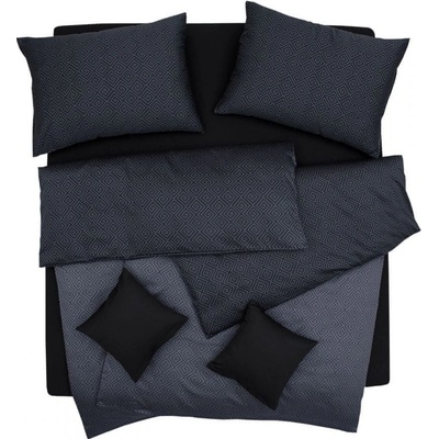 SCANquilt Obliečky satén Design kristal tmavá sivá 140x200 70x90
