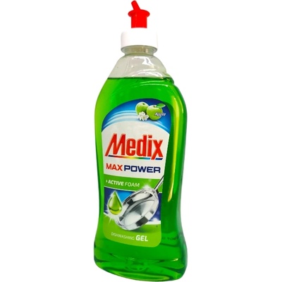 MEDIX препарат за измиване на съдове, Max Power Gel, 415мл, Ябълка