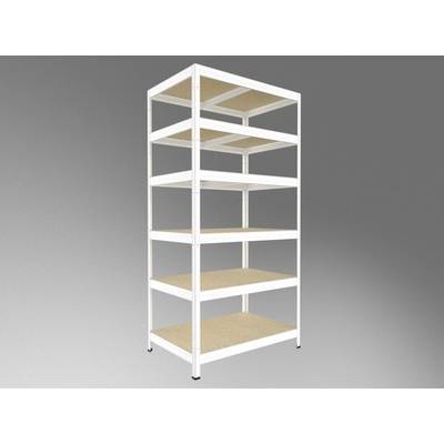 Biedrax Regál do domácnosti 50 x 90 x 180 cm, biely, 6 políc OSB 10 mm, nosnosť 200 kg na policu