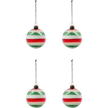 House Doctor HDHapp Коледни топки на райета, големи, многоцветни, 4 бр (206862195)