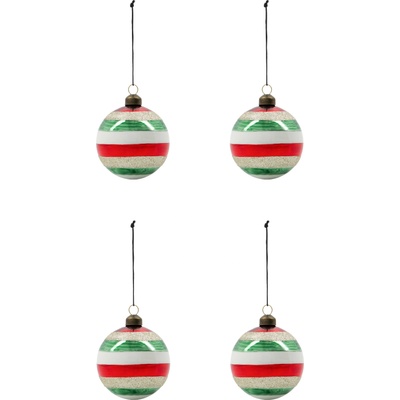 House Doctor HDHapp Коледни топки на райета, големи, многоцветни, 4 бр (206862195)