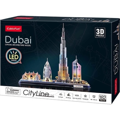 CubicFun 3D puzzle CityLine panorama svítící Dubaj 182 ks